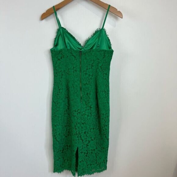 Bardot US 4 XS Emerald Green Lace Sleeveless Midi Dress Slit Bodycon Party - Picture 13 of 15